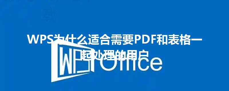 WPS为什么适合需要PDF和表格一起处理的用户 三